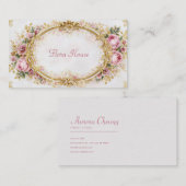 Luxury Victorian Ornate Gold Oval Frame Blush Rose Visitekaartje (Voorkant / Achterkant)