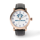 Luxury vintage blue Monogram white Horloge (Voorkant)