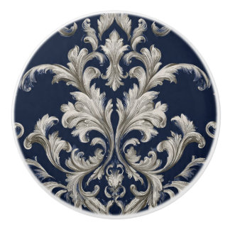 Luxury Vintage French Baroque Navy Blue Ivory Keramische Knop