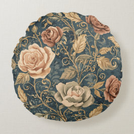 Luxury, Vintage, Garden of Roses, Blue Background Rond Kussen