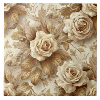 Luxury Vintage Victorian Floral Rich Gold Roses Tegeltje