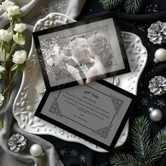 Luxury Vintage Wedding Flourish Vellum Effect Bedankkaart