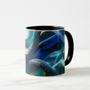 Luxury Vloeibaar Goud & Blauwe Glas Mok