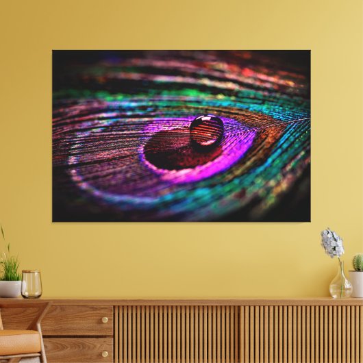 Luxury Wall Art Macro fotografie Peacock Feather Canvas Afdruk (Insitu (Woonkamer))