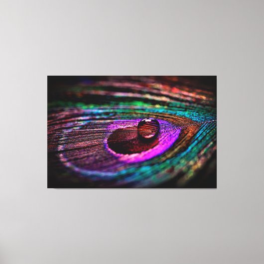 Luxury Wall Art Macro fotografie Peacock Feather Canvas Afdruk (Voorkant)