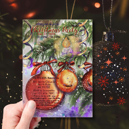 Luxury Watercolor Christmas Party Ornaments & pine Acryl Uitnodigingen