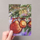 Luxury Watercolor Christmas Party Ornaments & pine Acryl Uitnodigingen (Insitu (Draagbaar))