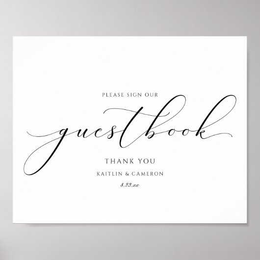 Luxury Wedding Guestbook Elegant Calligraphy Sign Poster (Voorkant)