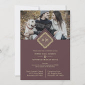 Luxury Wedding Initialen Ornamental Lace Effect Save The Date (Voorkant)