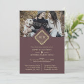 Luxury Wedding Initialen Ornamental Lace Effect Save The Date (Staand voorkant)