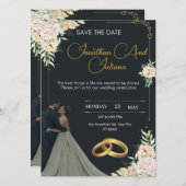 Luxury Wedding Invitation Black and Gold Kaart (Voorkant / Achterkant)