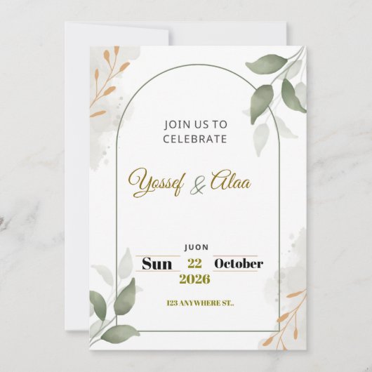Luxury Wedding Invitation | Gold Accents | Modern Feestdagenkaart (Voorkant)