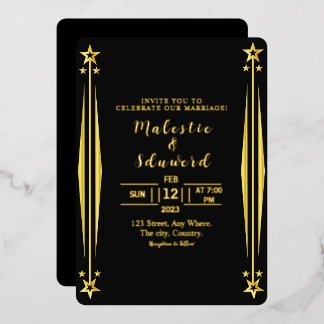 Luxury Wedding Invitation Gold foil Kaart Dark