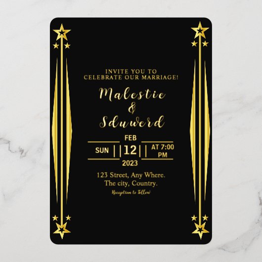 Luxury Wedding Invitation Gold foil Kaart Dark (Voorkant)
