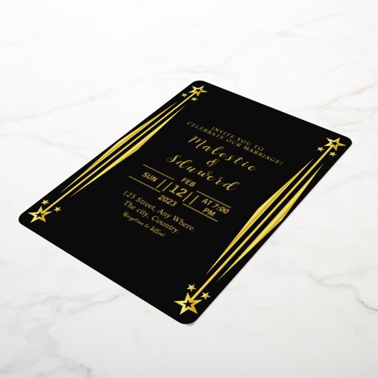 Luxury Wedding Invitation Gold foil Kaart Dark (Gedraaid)