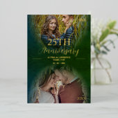 Luxury Wedding Jubileum 2 Foto's Bekledingsoval Folie Uitnodiging (Staand Voorkant)