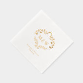 Luxury Wedding Real Gold foil leaf Monogram Crest Folie Servetten (Rechts)