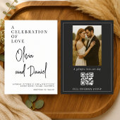 Luxury Wedding Script Photo QR Code  Kaart