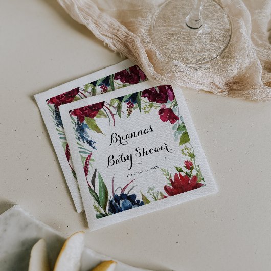 Luxury Whimsical Boho Floral Baby shower Napkins Servet