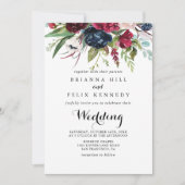 Luxury Whimsical Boho Floral Front & Back Wedding Kaart (Voorkant)
