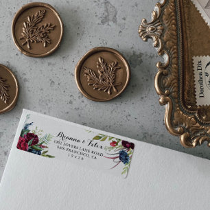 Luxury Whimsical Boho Floral Return Address Etiket