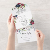 Luxury Whimsical Boho Floral Wedding All In One Uitnodiging (Afscheurbaar)