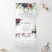 Luxury Whimsical Boho Floral Wedding Drieluik Uitnodiging (Binnen)