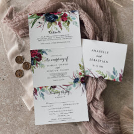 Luxury Whimsical Boho Floral Wedding Drieluik Uitnodiging
