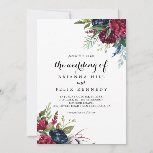 Luxury Whimsical Boho Floral Wedding Kaart (Voorkant)