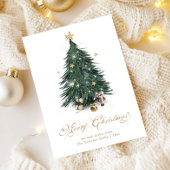 Luxury White and Gold Christmas  Feestdagenkaart