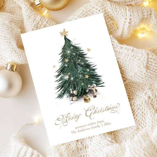 Luxury White and Gold Christmas  Feestdagenkaart