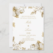 Luxury white and gold floral Wedding Kaart (Voorkant)