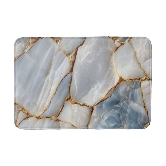 Luxury White Blue Marble & Gold Veins Agate Stone Badmat (Voorkant)