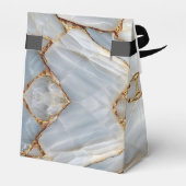 Luxury White Blue Marble & Gold Veins Agate Stone Bedankdoosjes (Achterkant)