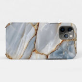 Luxury White Blue Marble & Gold Veins Agate Stone Case-Mate iPhone Case (Achterkant (horizontaal))