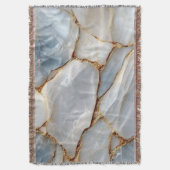 Luxury White Blue Marble & Gold Veins Agate Stone Deken (Voorkant Verticaal)