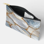 Luxury White Blue Marble & Gold Veins Agate Stone  Etui (Open)