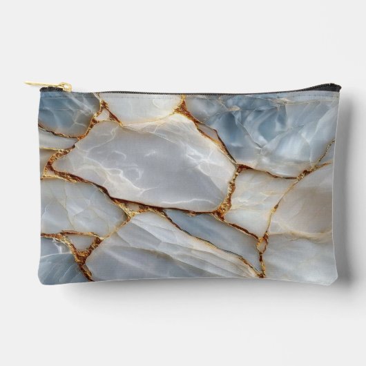 Luxury White Blue Marble & Gold Veins Agate Stone  Etui (Voorkant)