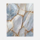 Luxury White Blue Marble & Gold Veins Agate Stone  Fleece Deken (Voorkant)