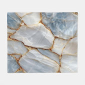 Luxury White Blue Marble & Gold Veins Agate Stone  Fleece Deken (Voorkant (Horizontaal))