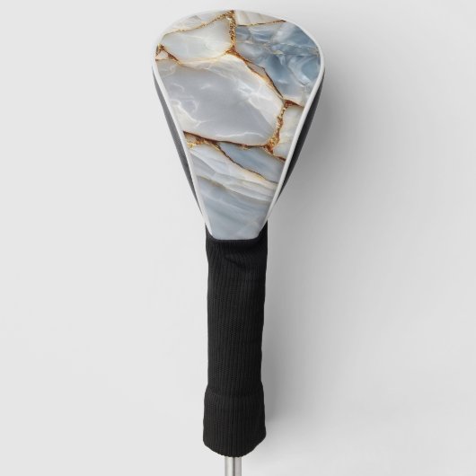 Luxury White Blue Marble & Gold Veins Agate Stone Golfheadcover (Voorkant)