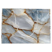 Luxury White Blue Marble & Gold Veins Agate Stone Groot Cadeauzakje (Achterkant)