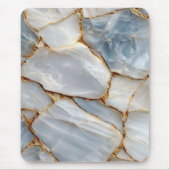 Luxury White Blue Marble & Gold Veins Agate Stone  Muismat (Voorkant)