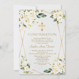 Luxury White Cream Flowers Gold Girl-bevestiging Kaart