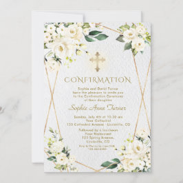 Luxury White Cream Flowers Gold Girl-bevestiging Kaart