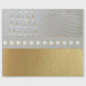Luxury White en Gold Alligator verbergen Cadeaupapier (Vlak)