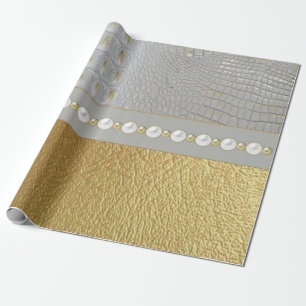 Luxury White en Gold Alligator verbergen Cadeaupapier