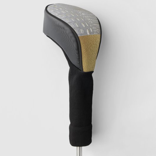Luxury White en Gold Alligator verbergen Golfheadcover (Schuin)