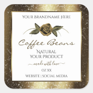 Luxury White en Gold Brown Glitter Product Labels