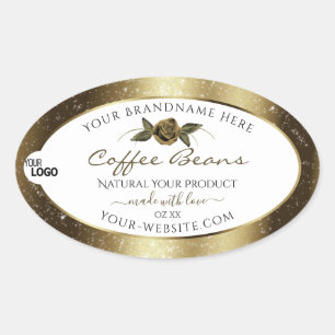 Luxury White en Gold Brown Product Labels Logo